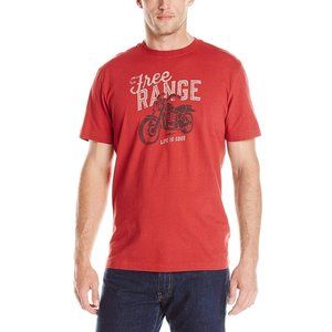 New! Life is Good Men's Crusher Free Range Tee Size Medium Nantucket Red